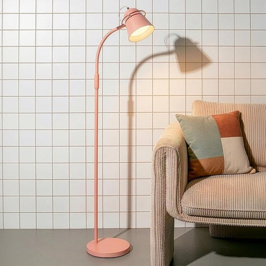 Brightech Zoey LED Floor Lamp - Flexible, Bright Standing Task Light for Puzzles, Crafting, Sewing and Reading - Perfect Dimmable Lighting for Kids Bedrooms, Desks, Nurseries, & Offices - Pastel Pink