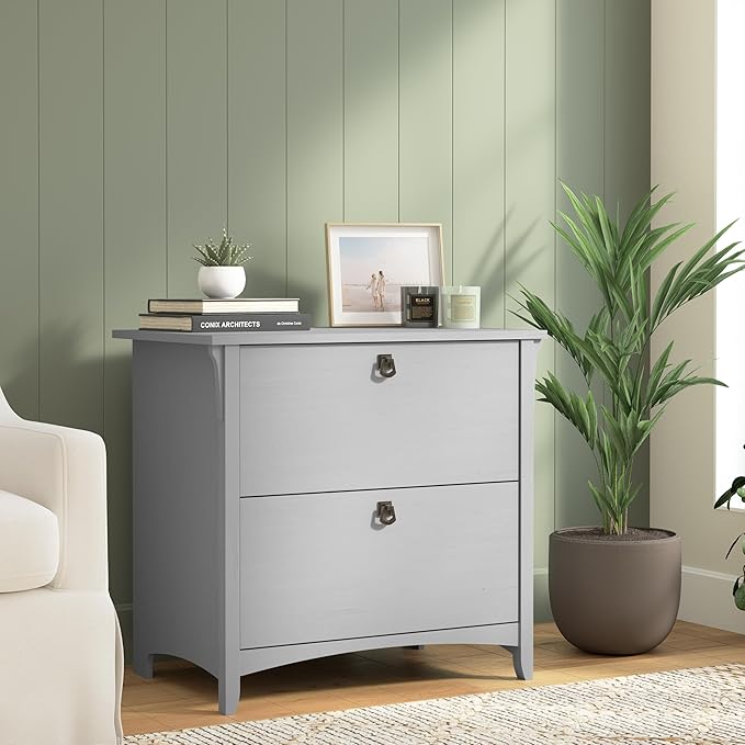 Bush Home Salinas 2 Drawer Lateral File Cabinet in Cape Cod Gray, Home Office Storage Solution, Organizer with Drawers for Workspace, Filing Unit
