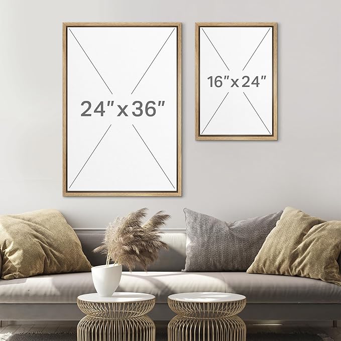 SIGNLEADER Framed Canvas Print Wall Art Set Black Geometirc Block Abstract Shapes Illustrations Minimal Decorative Bohemian Nordic for Living Room, Bedroom, Office - 24"x36"x3 NATURAL