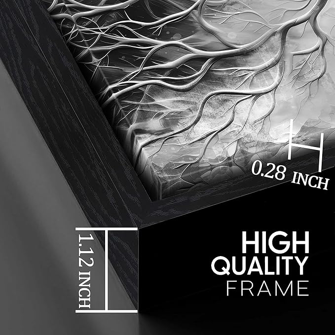 Large Framed Wall Art Bedroom - Tree Pictures Wall Decor - 3 Piece Abstract Wall Art with Black Frame Ready to Hang Size 24" x 36" x 3 Panels