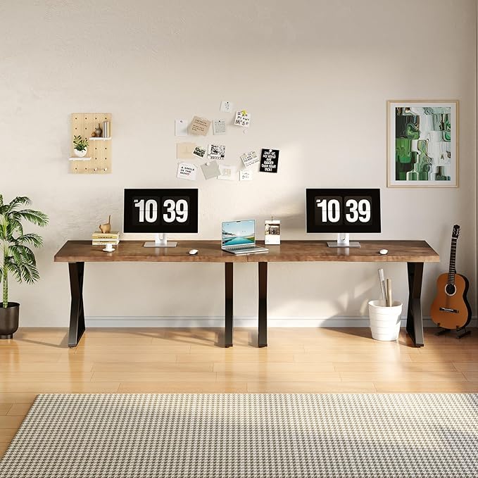 55inch Rustic Brown Solid Wood Computer Desk - Modern Gaming Workbench for Home Office, Modern Simple Design, Ideal for Study, Writing, Dining