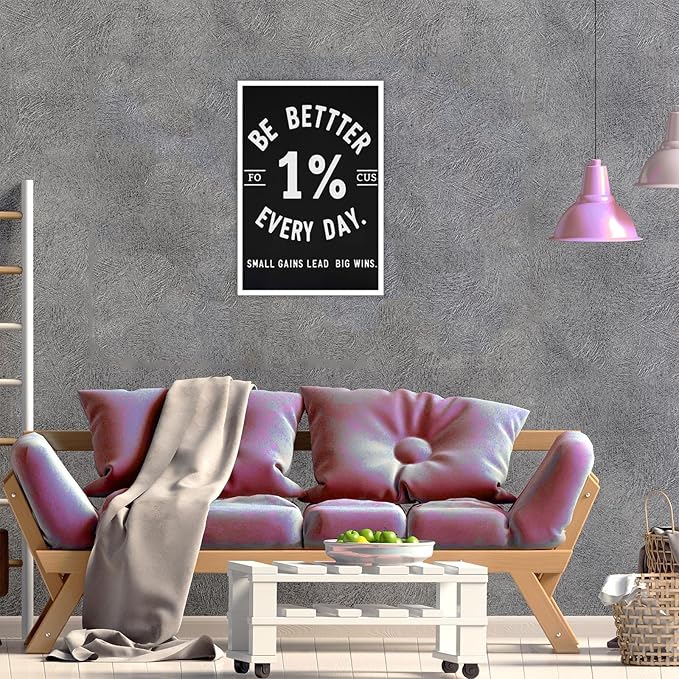 Inspirational Motivation 1% Better Every Day Canvas Poster Entrepreneur Success Life Saying Wall Art Hustle Inspiring Sign Prints Painting For Home Office Wall Decor 12x16in Unframed