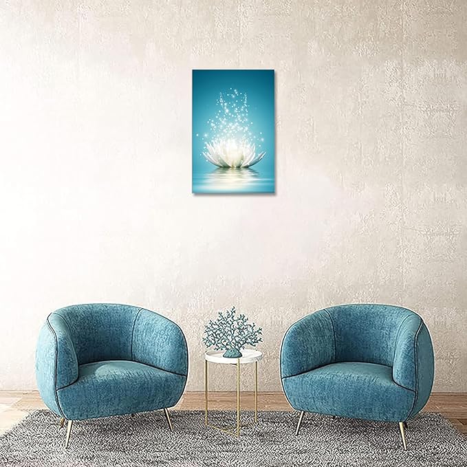Canvas Prints Wall Art Lotus Flower Pictures Bathroom Decor Zen Painting Spa Photo Artwork Framed for Spiritual Meditation Yoga Room Ready to Hang 20x 30inch