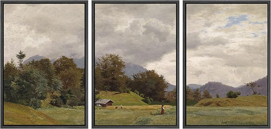 SIGNWIN Framed Canvas Print Wall Art Woodland Nursery Decor Set Storm Cloud Pastoral Farm Landscape Nature Abstract Fine Art Nordic for Living Room, Bedroom, Office - 24"x36"x3 Black