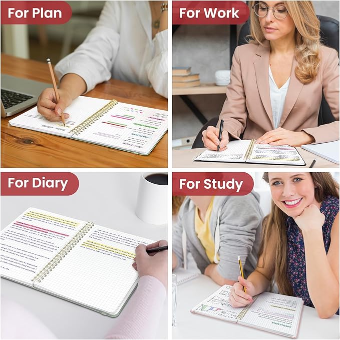 Taja Graph Spiral Journal Notebook for Women & Men, 140 Pages, Graph Paper Hardcover Notebook for Planning & Tracking, Journals for Graphing, A5(5.7" x 7.9") – Black