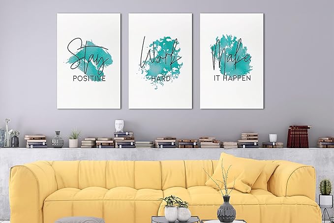 SHMAO Office Canvas Wall Art Motivational Wall Decor, 3 Piece Modern Canvas Print Pictures for Office Wall Decor Women Inspirational Framed Artwork Home Office Decor 20”x30”x3 Panels