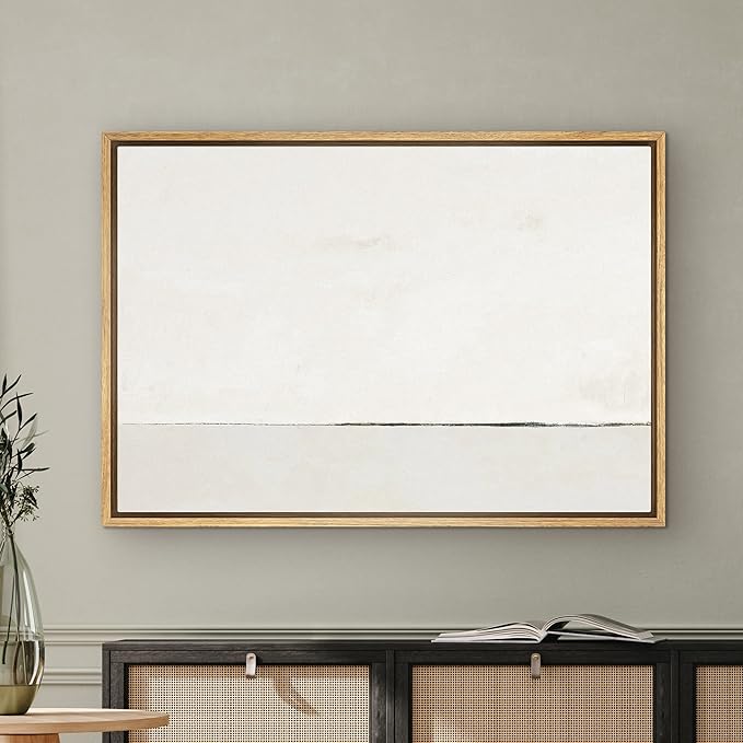 SIGNWIN Framed Canvas Print Wall Art White Watercolor Pastel Landscape Abstract Shapes Illustrations Modern Art Decorative Contemporary Chic Minimal for Living Room, Bedroom, Office - 24"x36" Natural