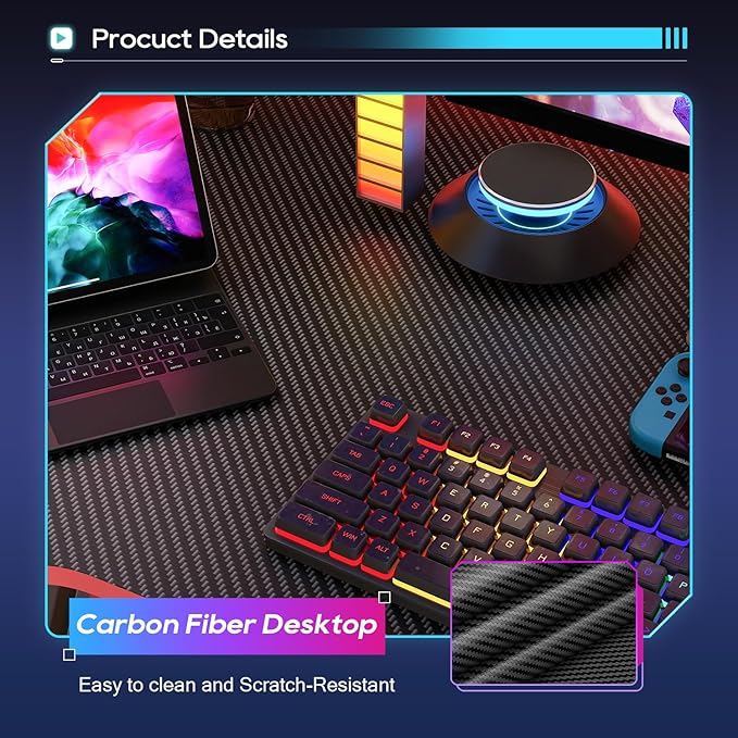 BestOffice 39" Gmaing Desk Computer Gaming Desk Z Shaped Gaming Workstation Ergonomic Gaming Table with Headphone Hook for Game Players,Black&Red
