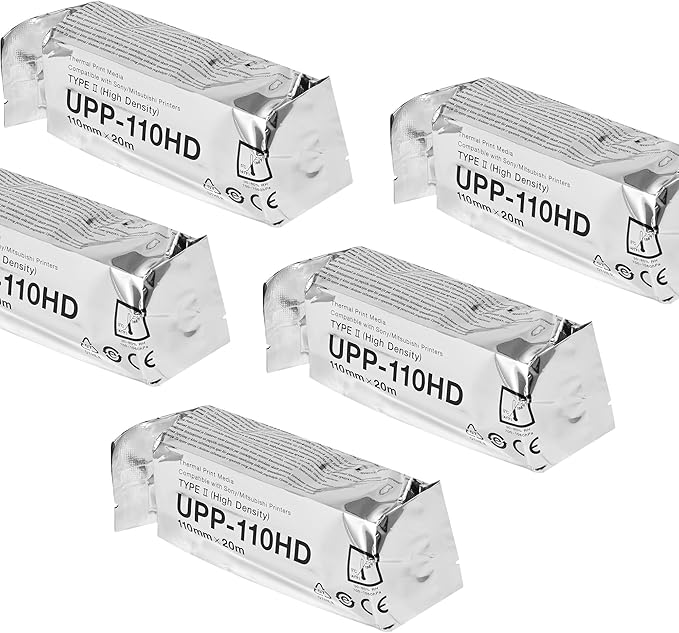 UPP-110HD Ultrasound Thermal Printer Paper, High Density, 5 Rolls