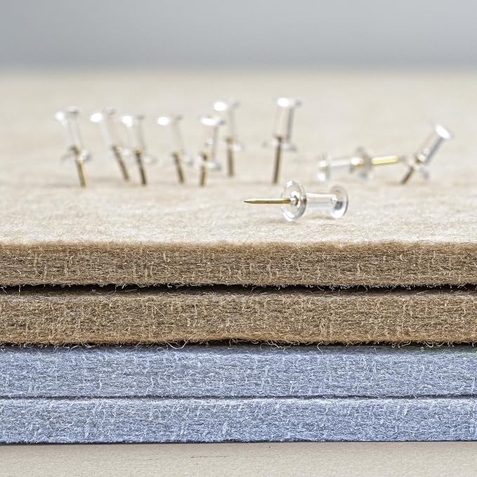 Bulletin Board, 36 x 24 inches Felt Board - Cork Board Alternative for Wall, Decorative Pin Board, Foldable Picture Board Self-Adhesive Vision Board with 20 Pushpins - Lavender Blue