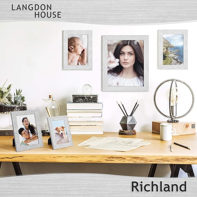 Langdon House 4x6 Picture Frames (Ash Gray, 6 Pack) Woodgrain Style, Richland Collection