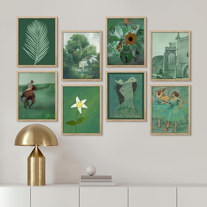SIGNWIN Framed Poster Bathroom Decor 11"x14"x 8 Natural, Wall Art Room Decor Multicolor for Living Room, Bedroom, Office Green Jungle Plant Ballet European Landscape Vintage Bohemian