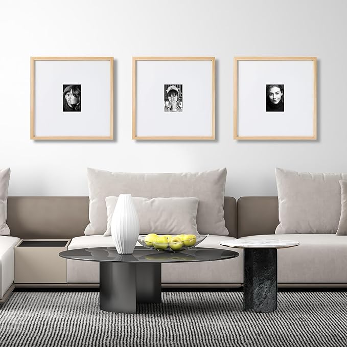 artisane home goods - Gallery Frame 1.0, Picture Frame, 18x18 White Oak, Gallery Wall Frame Set, Large Picture Frame, Oversized Mat (4x4, 4x6, and 5x7)