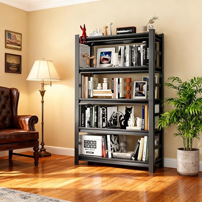 5 Tier Bookshelf, Tall Bookcase Shelf Storage Organizer, Modern Book Shelf for Bedroom, Living Room and Home Office, Vintage,35.4Wx15.7Dx71.2H