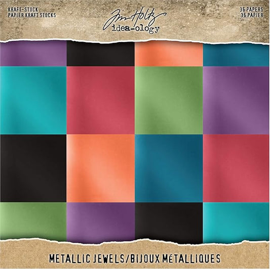 Tim Holtz, Advantus Kraft-Stock Mtllic Jewels Printed Paper, metallic