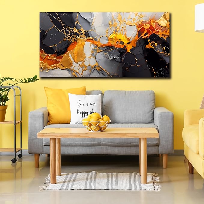 WDHCG Abstract Canvas Wall-Art Living Room - Black and White Wall Decor - Marble Wall Art for Bedroom Office Pictures 24" x 48"