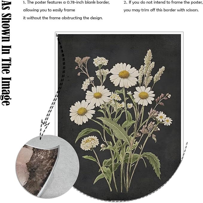 CEXYLVXR 6Pcs Vintage Botanical Wall Art Set Wildflower Herb Canvas Prints Rustic Farmhouse Wall Decor Pictures Dark Botanical Floral Painting for Living Room Bedroom Bathroom (8x10in Posters)
