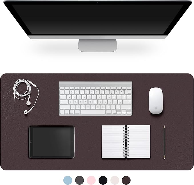 CADONO Leather Desk Pad Protector, Non-Slip PU Leather Large Mouse Pad, Easy Clean Desk Protector Mat, Writing Pad for Office/Home/Decor (Coffee, 35.4" x 17")