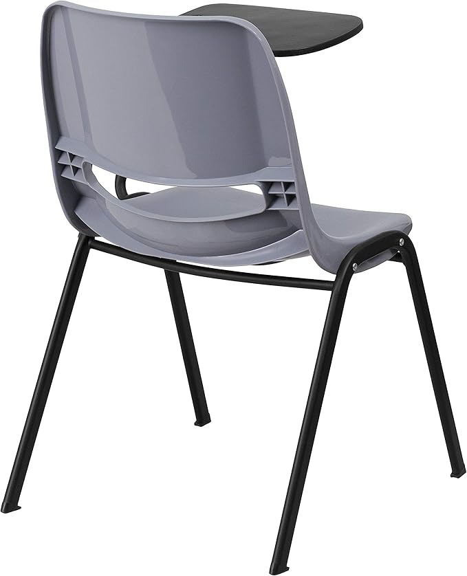 Flash Furniture Gray Ergonomic Shell Chair with Left Handed Flip-Up Tablet Arm