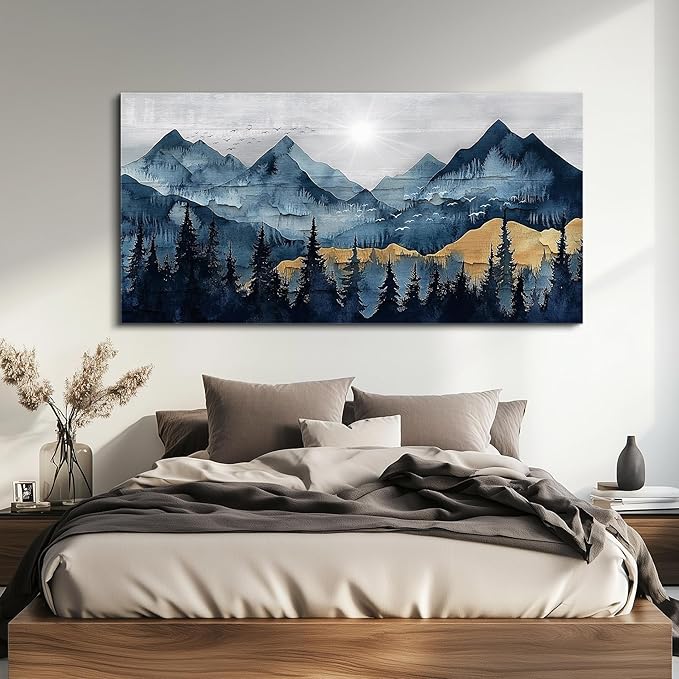 FUHAIHUA Canvas Wall Art For Living Room Large Wall Decor For Office Bedroom Decorations Mountain Landscape Pictures Abstract Painting Artwork Room Wall Mural Aesthetic Home Decor 30x60 In
