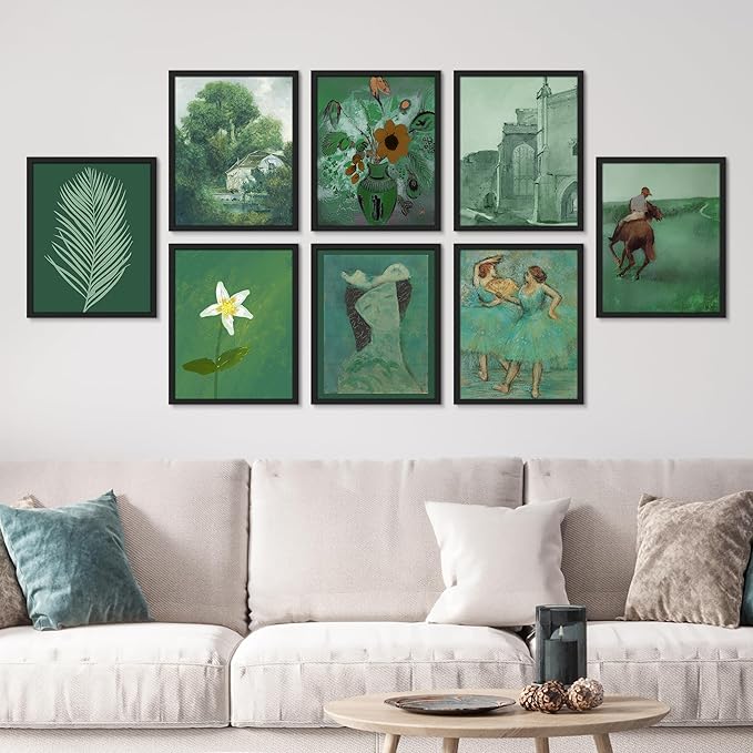 SIGNWIN Framed Poster Bathroom Decor 11"x14"x 8 Black, Wall Art Room Decor Multicolor for Living Room, Bedroom, Office Green Jungle Plant Ballet European Landscape Vintage Illustrations Bohemian