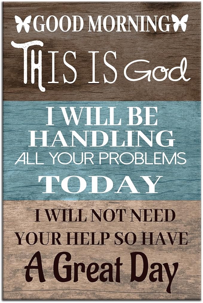 God Canvas Wall Art Good Morning This is God Religious Quotes Print Funny Christian Picture Poster Inspirational Quotes Poster Sign for Home Office Church Wall Decor Ready to Hang [12''Wx18''H]