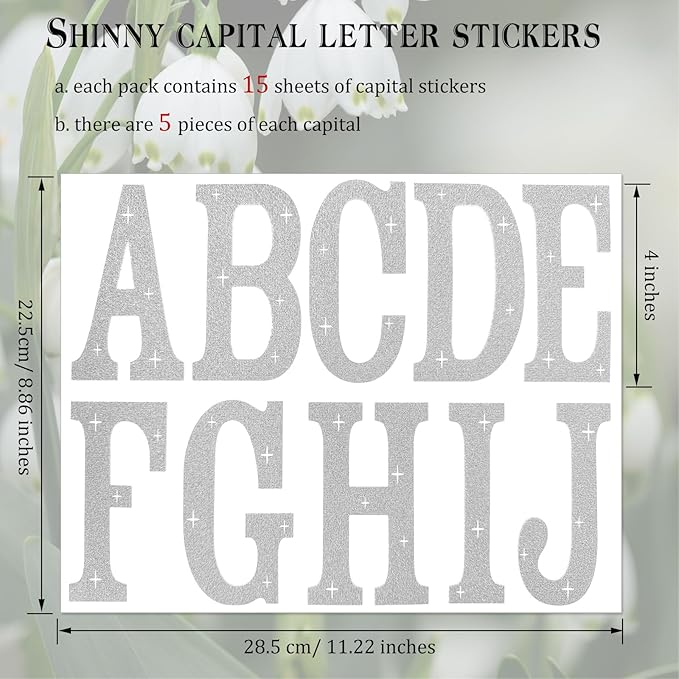 Glitter Bulletin Board Letters 155 Pieces 4 Inch Letter Stickers for Poster Board Stick on Letters for Bulletin Board Display Home School Classroom Decor(Silver)