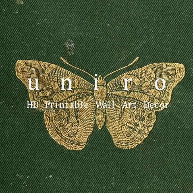 uniro Vintage Butterfly Posters Wall Art Beautiful Butterfly Wall Art Decor Emerald Green Old Bookcover Art Print Canvas Print Posters Art Minimalist Multicolor Cool for Living Room, Bedroom, Office(8" x 10"-UNFRAMED)