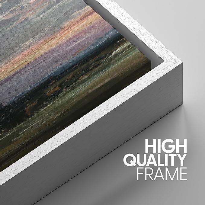 SIGNWIN Framed Canvas Print Wall Art Set Sunset Horizon Sky Landscape Photography Modern Art Landscape Relax/Calm for Living Room, Bedroom, Office - 24"x36"x3 WHITE