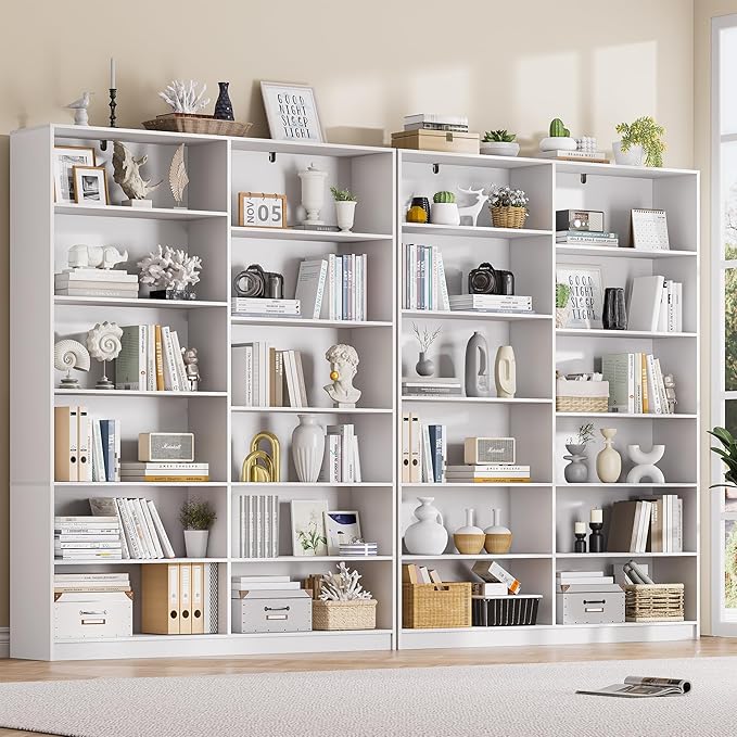 White Bookcase with 24 Open Shelves, 6 Tier Large Bookshelves, 70.8 Inch Tall Bookshelf and Bookcases for Living Room, Bedroom, Home Office Library
