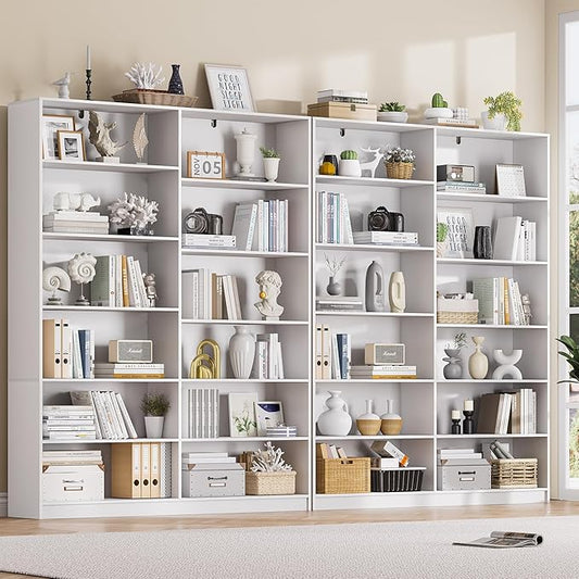 White Bookcase with 24 Open Shelves, 6 Tier Large Bookshelves, 70.8 Inch Tall Bookshelf and Bookcases for Living Room, Bedroom, Home Office Library