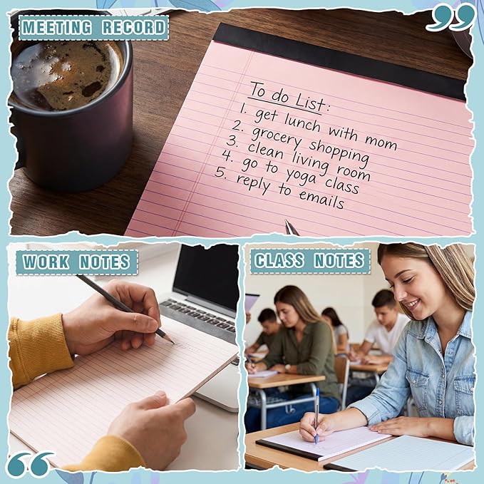 Fuutreo 8 Pcs 8.5'' x 11'' Colored Legal Pad 50 Sheets Per Writing Pads Narrow Ruled Notepad Perforated Writing Notepad Office Supplies for College Office Business (Subtle Colors)
