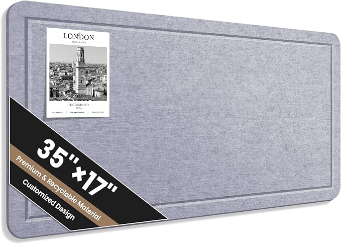Large Bulletin Board, 35 X 17 Inches Felt Cork Board with 40 Pushpins, Foldable Felt Notice Pin Board Photo Display Board with Self-Adhesive Tape for Office Home School (Light Gray, 35x17 inch)