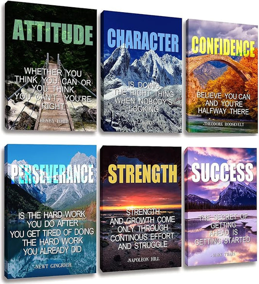 Landscape Canvas Wall Art，Motivational Wall Art Decoration Painting .Suitable forGym, Library, Office, Living Room and Home Deco,Tabletop/Hanging(29x38cm) Framed