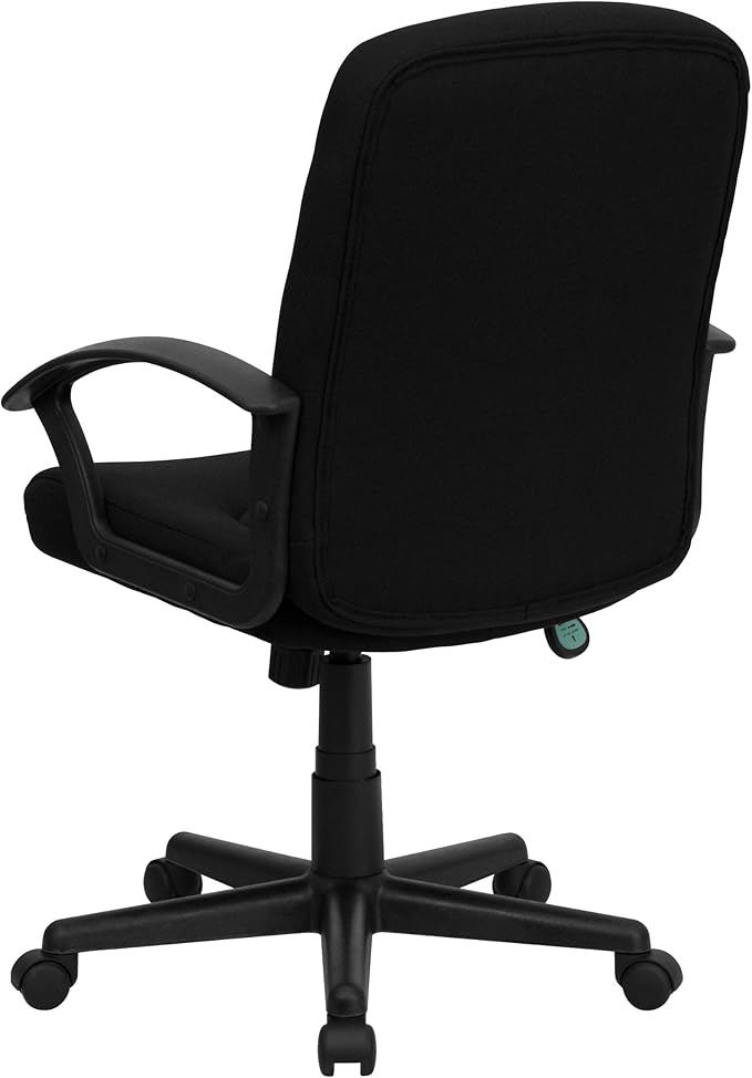 Flash Furniture Garver Mid-Back Black Fabric Executive Swivel Office Chair with Nylon Arms