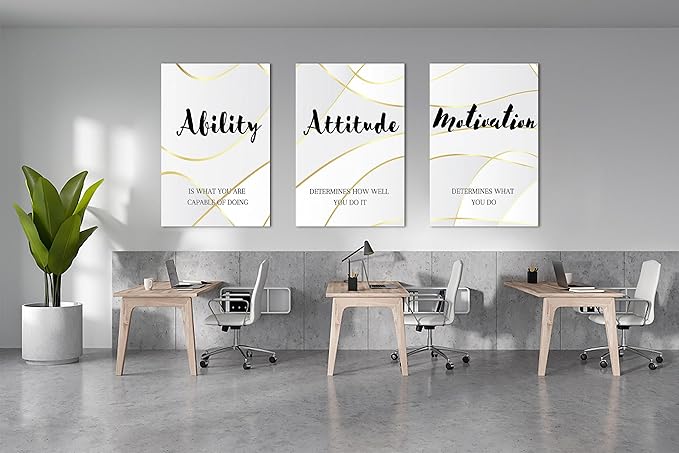 3 Piece Office Canvas Wall Art, Motivational Quotes Canvas Print Pictures Wall Decor for Office, Men Women Inspirational Framed Artwork Home Office Decor 24"x36" x 3 Pcs