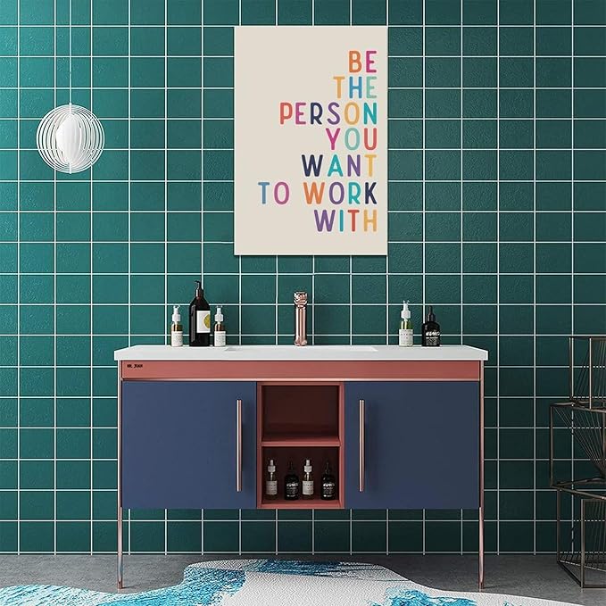 Office Teamwork Wall Art Motivational Success Pictures Wall Decor Inspirational Positive Quotes Canvas Painting Print Modern Artwork Decorations Framed for Home Bathroom Living Room Bedroom 16x24 inch