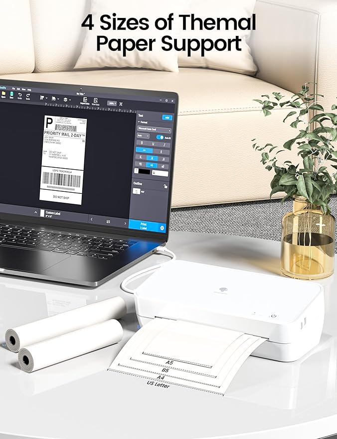 Phomemo S821 Inkless Thermal Printer, 2.4 GHz WiFi Wireless, Supports 8.5" x 11" US Letter/A4/A5/B5 Thermal Roll Paper, Compact Portable Printer for Home & Office Use, Compatible with Phones & PC