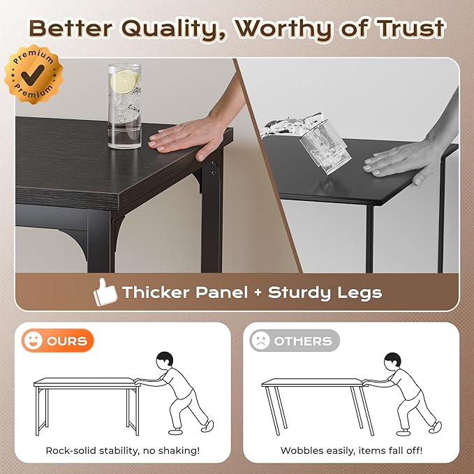 Huuger 63 x 31.5 inch Desk with Power Outlets & USB-C, 0.95 Inch Thicker Desktop, Robust Metal Tubes, Deep Computer Desk, Heavy Duty Office Work Desk, for Home Office, Black