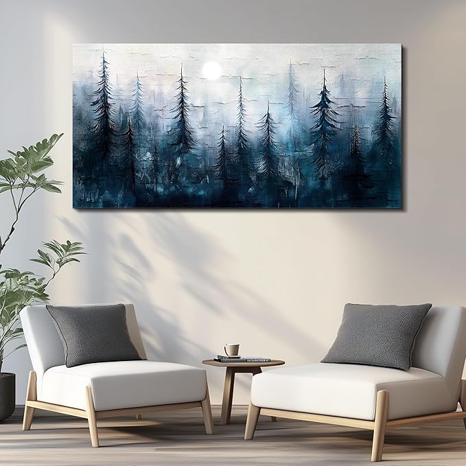 KELIYUAN Large Wall Decor Canvas Painting Wall Art For Bedroom Living Room Decor Abstract Foggy Forest Landscap Artwork Print Picture For Home Decor Room For office Room Wall Decoration 30x60 In
