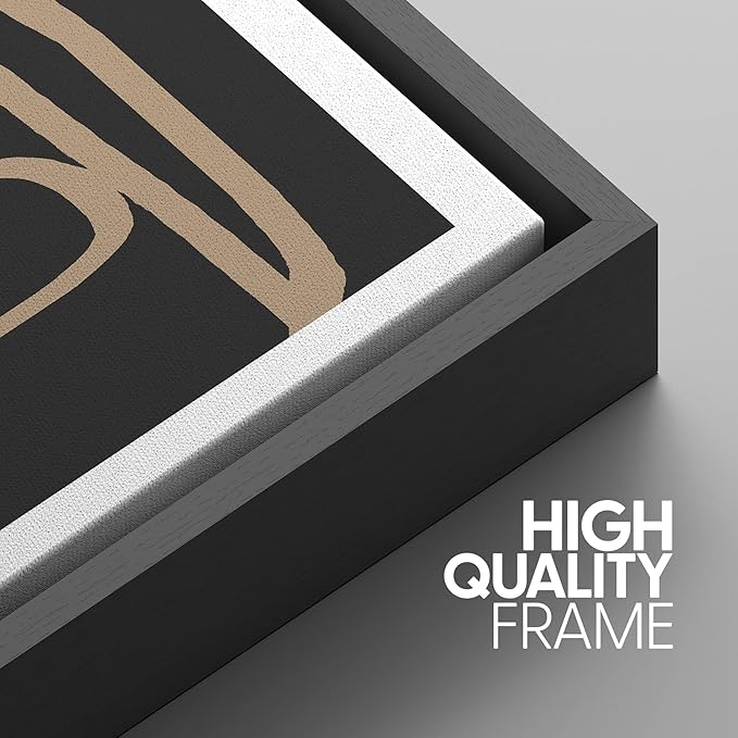 SIGNWIN Framed Canvas Print Wall Art Set Pastel Geometric Line Polygons Abstract Shapes Illustrations Modern Art Decorative Boho Relax/Zen Nordic for Living Room, Bedroom, Office - 24"x36"x3 Black