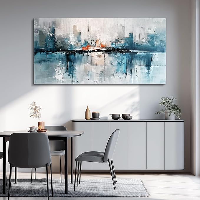 FUHAIHUA Canvas Wall Art For Living Room Large Wall Decor For Office Bedroom Wall Decor Abstract Painting Blue Wall Pictures Prints Wall Artwork Aesthetic Home Decoration Ready To Hang 24x48 In
