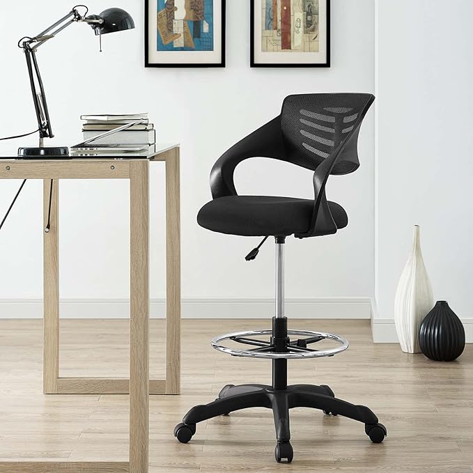 Modway Thrive Drafting Chair - Tall Office Chair for Adjustable Standing Desks in Black