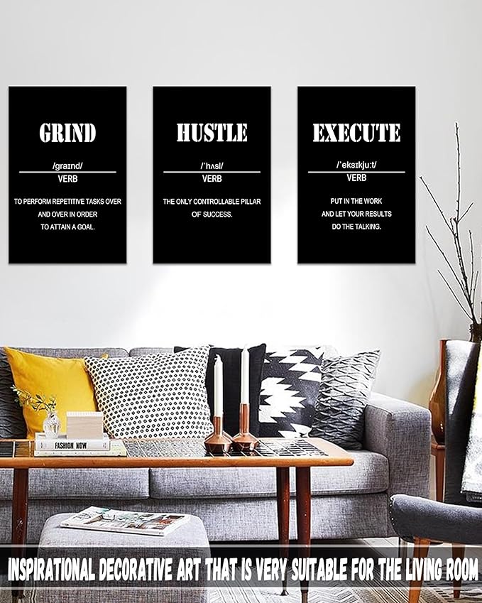 Drsoum Large 16x24 Inspirational Office Wall Art Motivational Wall Decor Quotes Wall Decror for Living Room Encouraging Canvas Posters for Bedroom Sayings - 16” x24” x3 PCS (FRAMED)