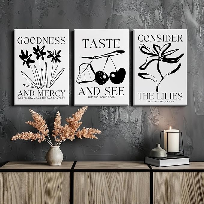 Christian Wall Art Bible Verse Canvas Poster Trendy Wall Decor Religious Pictures Modern Painting Scripture Poster Catholic Prints Cherry Artwork for Bedroom Living Room 12x16x3 Inch Ready to Hang