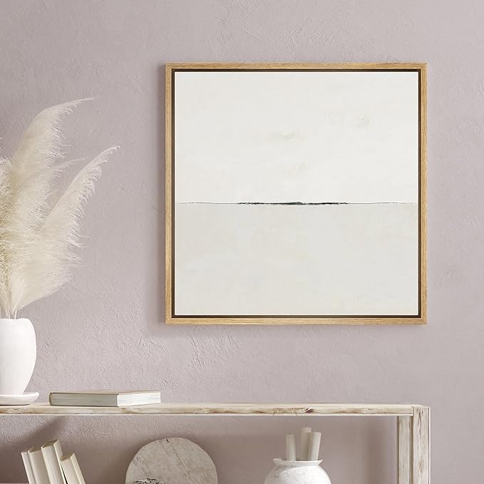 SIGNWIN Framed Canvas Print Wall Art Geometric Pastel White Abstract Landscape Nature Shapes Illustrations Modern Art Decorative Contemporary Minimal for Living Room, Bedroom, Office - 16"x16" NATURAL