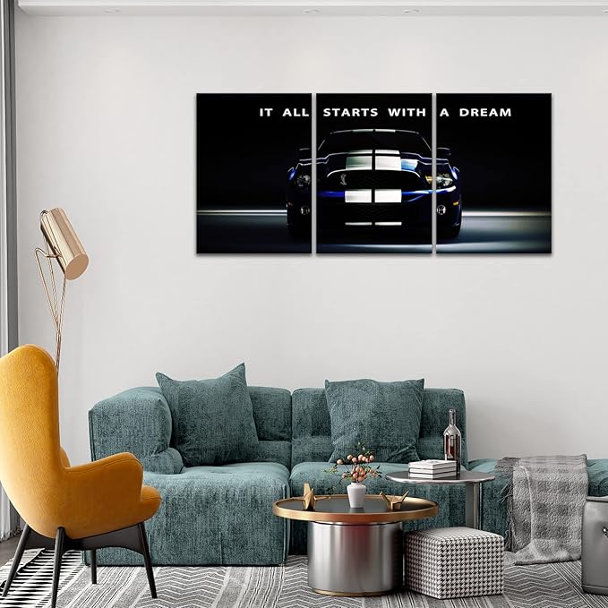 It All Starts with A Dream - Motivational Canvas Wall Art ,Office Inspirational Poster Prints Quotes Wall Decor Gallery-Wrapped Frame Easy Hang-24x36x3PCS