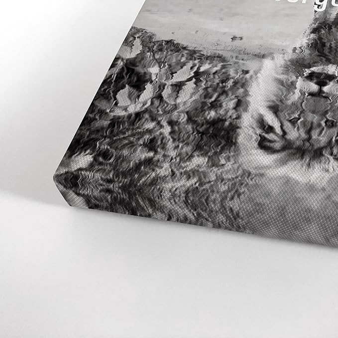 Smile Art Design Mindset is EverytingBlack and White Cat and Lion Reflection Motivational Wall Art Canvas Print Inspirational Entrepreneur Quote Office Living Room Decor Gift Ready to Hang 36x24