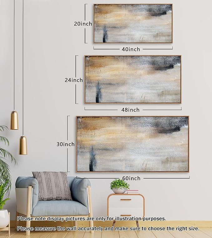 Baisuwallart WKBS0375Wall Art Decor Large Canvas Print Picture Gray and Black Abstract Painting Artwork for Office Wall Decor Home Decoration Natural Wood Framed Ready to Hang Artwork