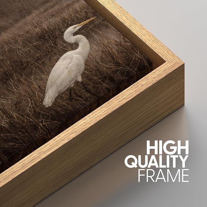 SIGNWIN Framed Canvas Print Wall Art Set Misty Marsh Herons Illustrations Decorative Relax/Calm Zen for Living Room, Bedroom, Office - 24"x36"x3 NATURAL